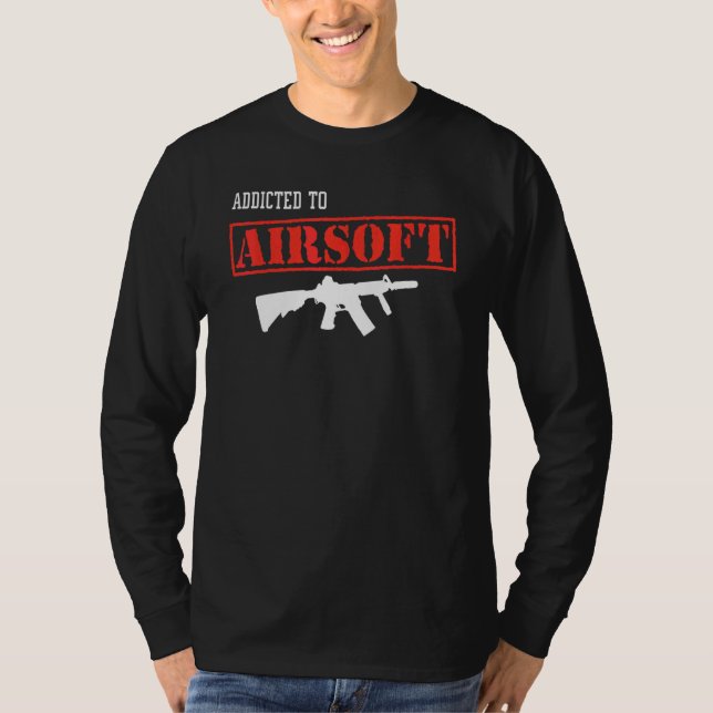 Camiseta Homens da Airsofinggun Viciados na Airsoft (Frente)