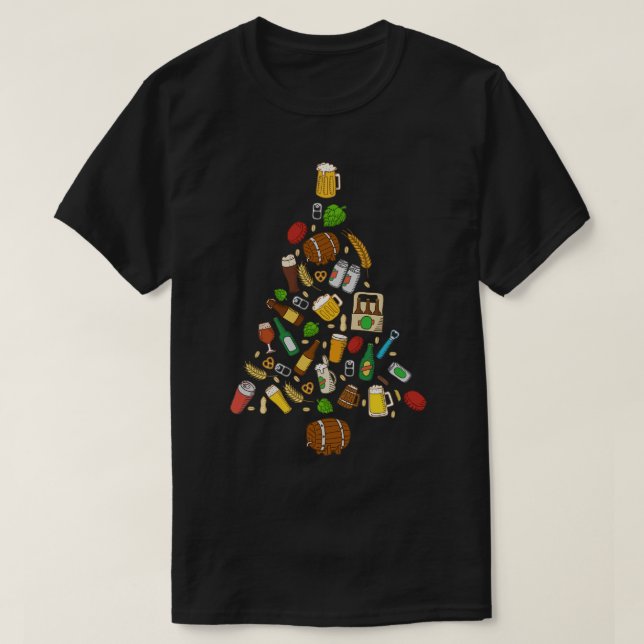 Camiseta Homens da Árvore de Natal Beer Feliz Natal (Frente do Design)