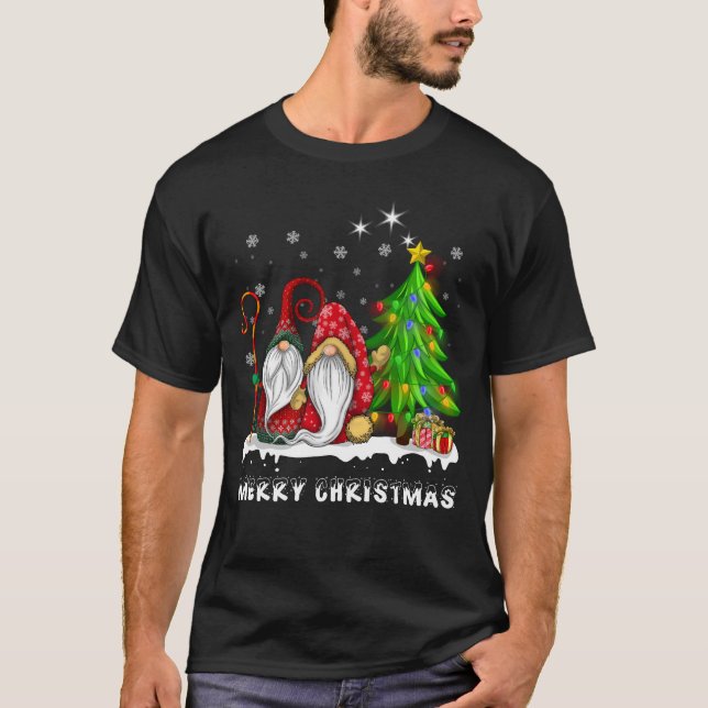 Camiseta Homens da Família Gnomos Xmas Feliz de Natal Mulhe (Frente)