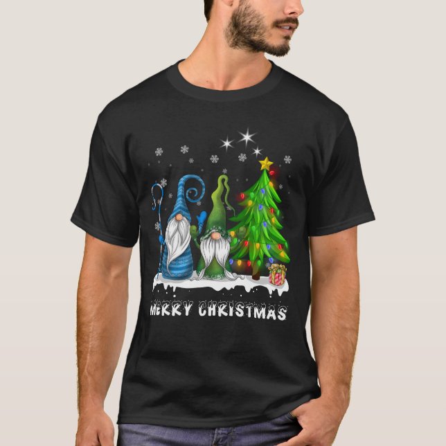 Camiseta Homens da Família Gnomos Xmas Feliz de Natal Mulhe (Frente)