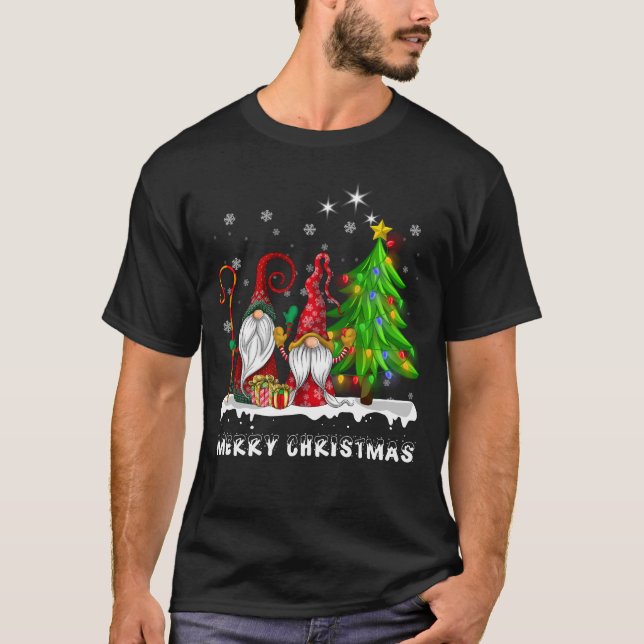 Camiseta Homens da Família Gnomos Xmas Feliz de Natal Mulhe (Frente)