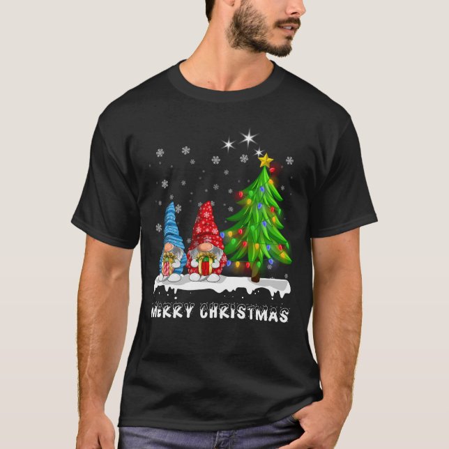 Camiseta Homens da Família Gnomos Xmas Feliz de Natal Mulhe (Frente)