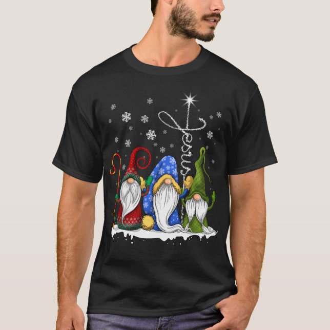 Camiseta Homens da Família Gnomos Xmas Feliz de Natal Mulhe (Frente)