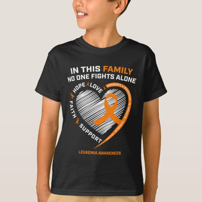 Camiseta Homens da Família Mulheres Crianças Leucemia Sensi (Frente)