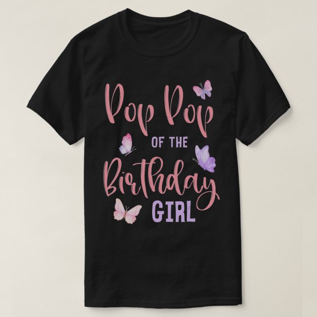 Camiseta Homens da Festa de Borboleta de Birthday Girl Cora (Frente do Design)