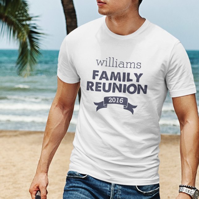 Camiseta Homens da Reunião da Família marinho e Branca (Criador carregado)