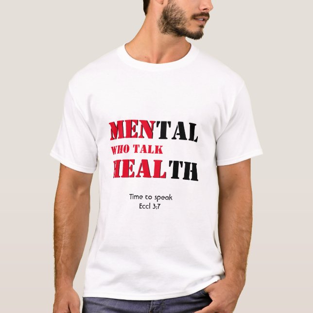 Camiseta HOMENS DA Saúde Mental QUE FALAM A Escritura Perso (Frente)
