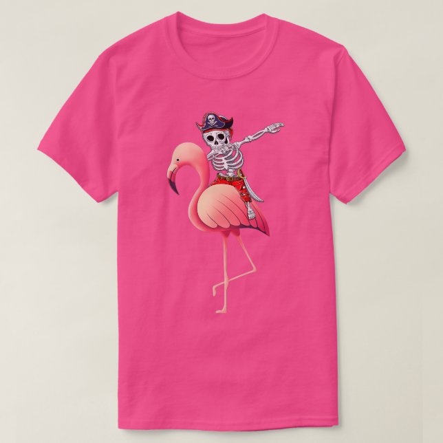 Camiseta Homens Dabbing Pirate Skeleton Flamingo Halloween  (Frente do Design)