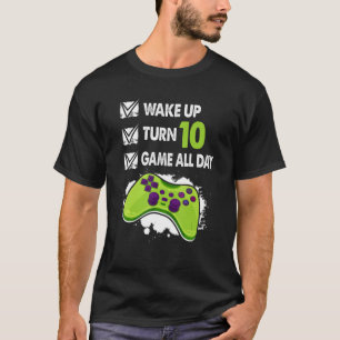 Camiseta Homens de 10 anos jogando Festa de aniversário 10ª