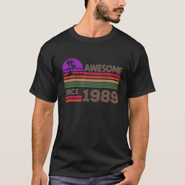 Camiseta Homens De 33 Anos Incríveis Desde 1989 (Frente)