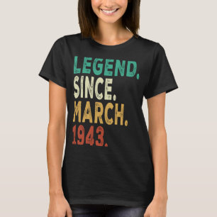 Camiseta Homens de 80 anos lenda desde março de 1943 80t