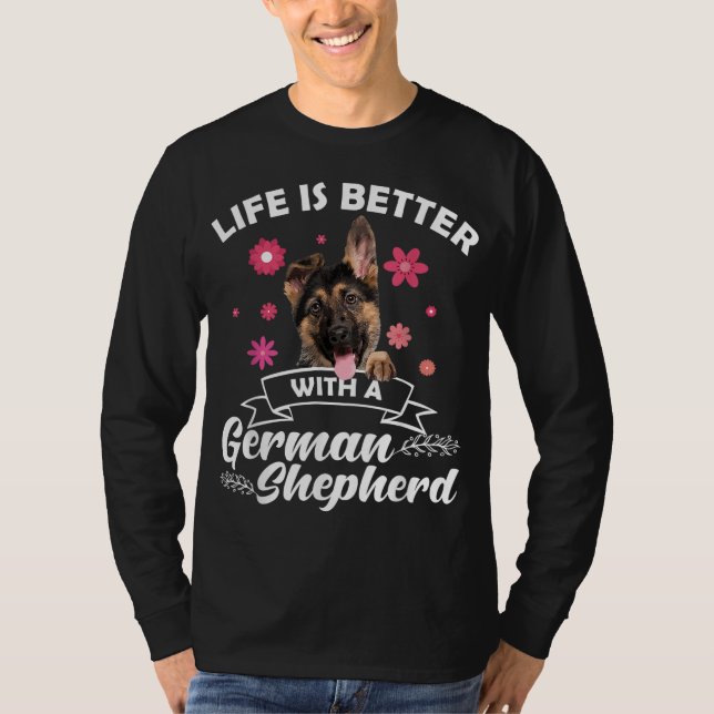 Camiseta Homens de Arte German shepherd Bonitos Cão-Grande- (Frente)