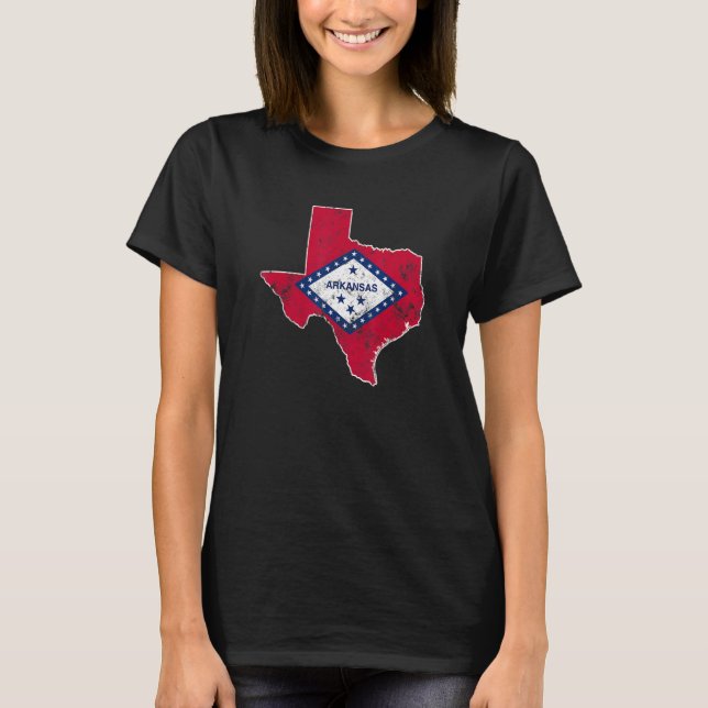 Camiseta Homens de Bandeira do Texas Distantes do Arkansas  (Frente)