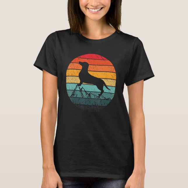Camiseta Homens De Cães Com Desenho De Retro De Dachshund (Frente)