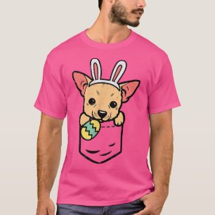 Camiseta Homens de Cão Chihuahua Bunny Egg Chiwawa, Páscoa 