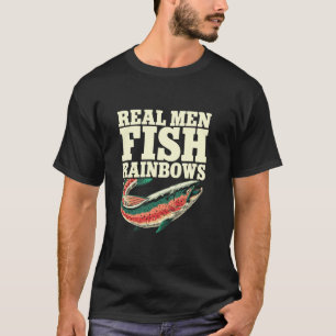 Camiseta Homens de Carretel Pescam Trutas Arco-Íris Peixes