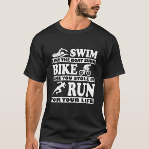 Camiseta Homens de esporte atlético Triathlon com bicicleta