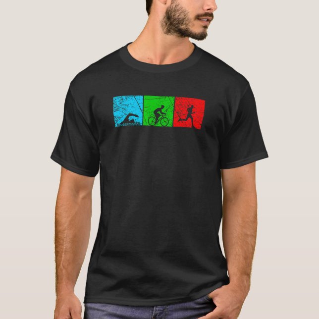 Camiseta Homens de esporte atlético Triathlon com bicicleta (Frente)