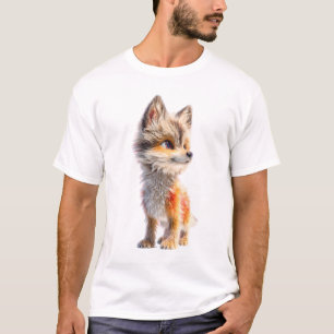Camiseta Homens de Filhote de Raposa Laranja Fofo Estilizad