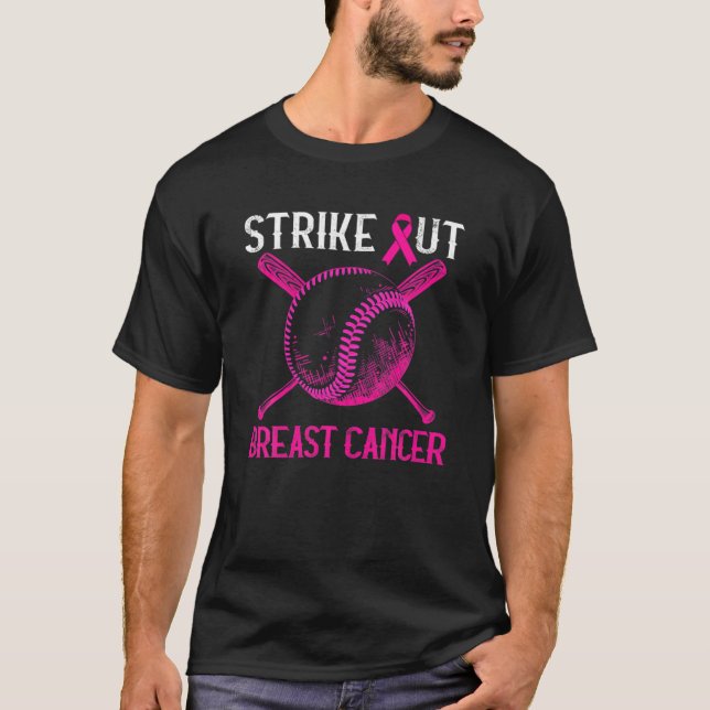 Camiseta Homens de Fita Rosa com Câncer da Mama em Greve de (Frente)