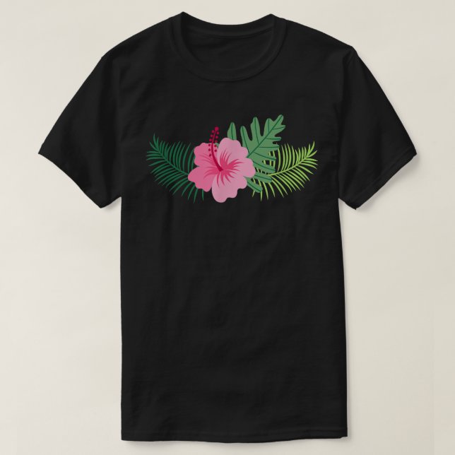 Camiseta Homens De Flor De Hibisco Rosa, Mulheres E Estilos (Frente do Design)