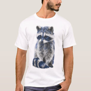 Camiseta Homens de Guaxinim da Floresta Azul da Meia-Noite