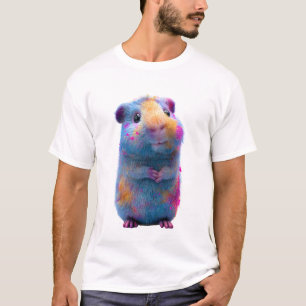 Camiseta Homens de Hamster Cósmico Salpicado de Arco-íris