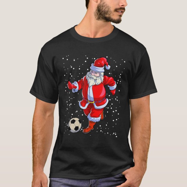 Camiseta Homens de Natal Jovens Futebol Papai Noel (Frente)