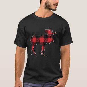 Camiseta Homens de Natal Meninos Moose Red Buffalo Xadrez L