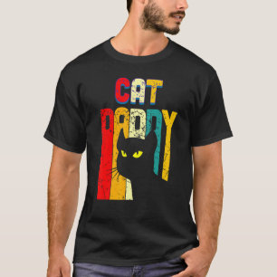 Camiseta Homens De Pai De Gatos Vintagem Gatos Retro Pretos