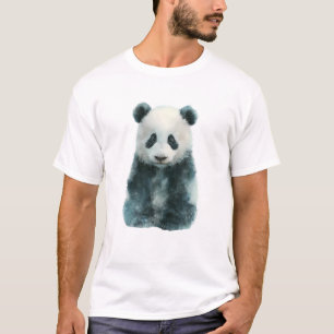 Camiseta Homens de Panda Gigante Artístico Desenhado à Mão