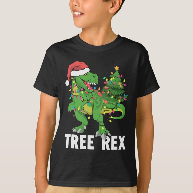 Camiseta Homens de pijamas do Dinossauro de Natal Rex Xmas  (Frente)