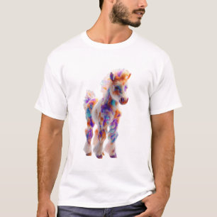 Camiseta Homens de Pônei Vibrante de Aguarela Arco-Íris Psi