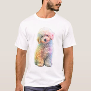 Camiseta Homens de Poodle em Aquarela Pastel Arco-Íris