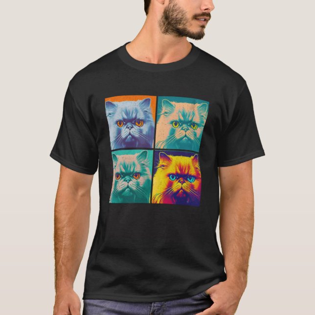 Camiseta Homens De Pop De Gato Persa (Frente)