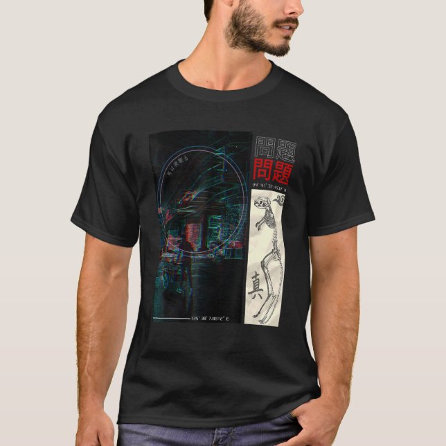Camiseta Homens de rua japoneses - Estética Cyberpunk (Frente)