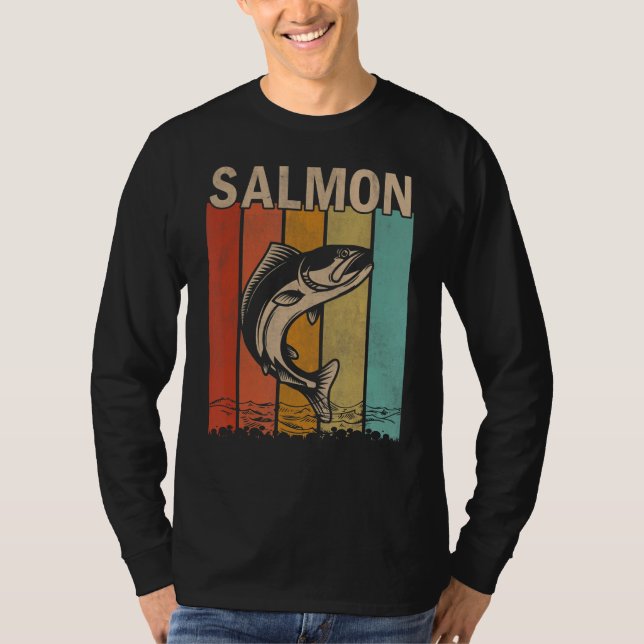 Camiseta Homens De Salmão Distintas Mulheres Crianças De Sa (Frente)