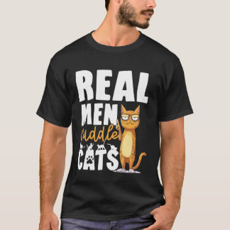 Camiseta Homens de Verdade Aconchegam Gatos Design Divertid