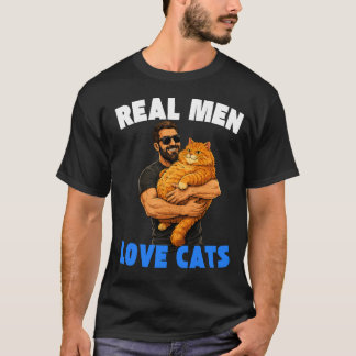 Camiseta Homens de Verdade Amam Gatos Design Divertido de P