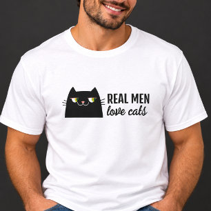 Camiseta Homens de Verdade Amam Gatos Pai de Gato Engraçado