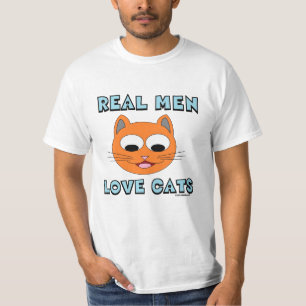 Camiseta HOMENS DE VERDADE AMAM GATOS Rosto de Gato Laranja
