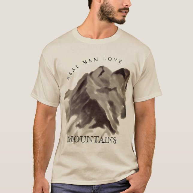 Camiseta Homens de Verdade Amam Montanhas Vintage (Frente)