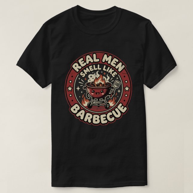 Camiseta Homens de Verdade Cheiram a Churrasco | Presente D (Frente do Design)