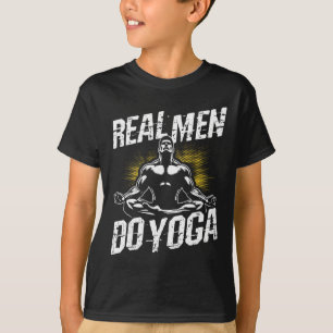 Camiseta Homens de Verdade Fazem Yoga Yoga Divertido Homens