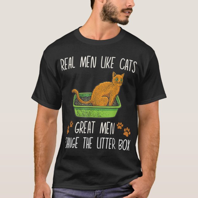 Camiseta Homens de verdade gostam de gatos excelente homens (Frente)