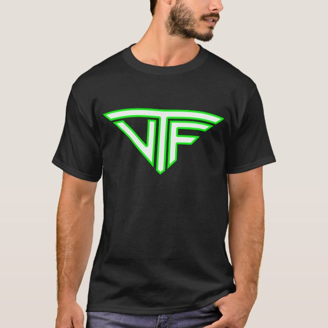 Camiseta Homens de VTF (logotipo verde elétrico da beira) (Frente)