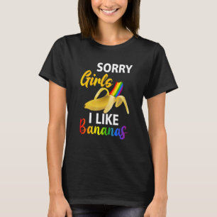 Camiseta Homens Desculpe Menina Eu Gosto de Bananas Arco-Ír