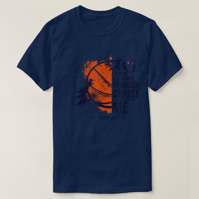 Camiseta Homens do Basquete Cristãos Meninos Gif Religioso (Frente do Design)