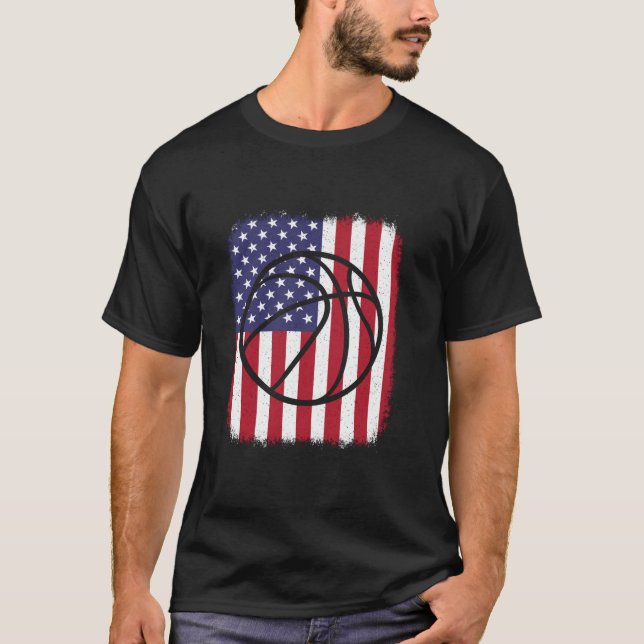 Camiseta Homens do basquete de bandeira americana Mulheres  (Frente)