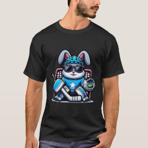 Camiseta Homens do Coelho da Páscoa com Hóquei em Gelo Cria